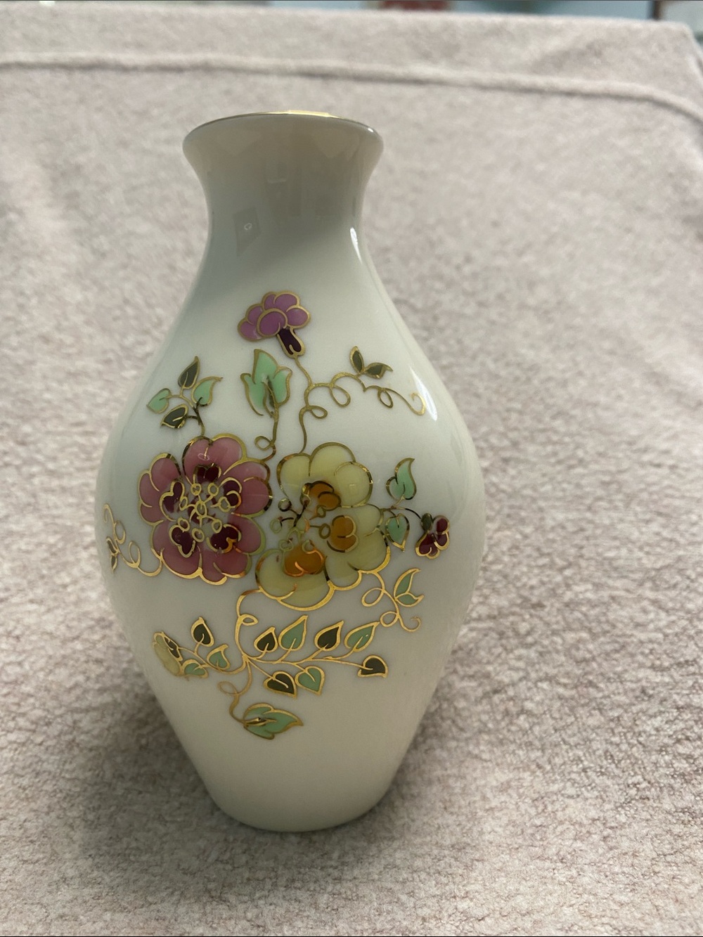 Porcelain Floral Vase with Gold Accents made in Hungary